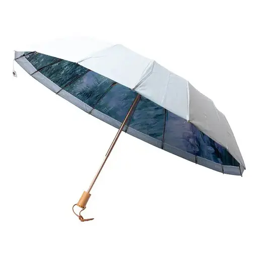 Парасоля Yiwu HP-23-3BL механічна складна 99 см з квітковим принтом блакитна - фото 1