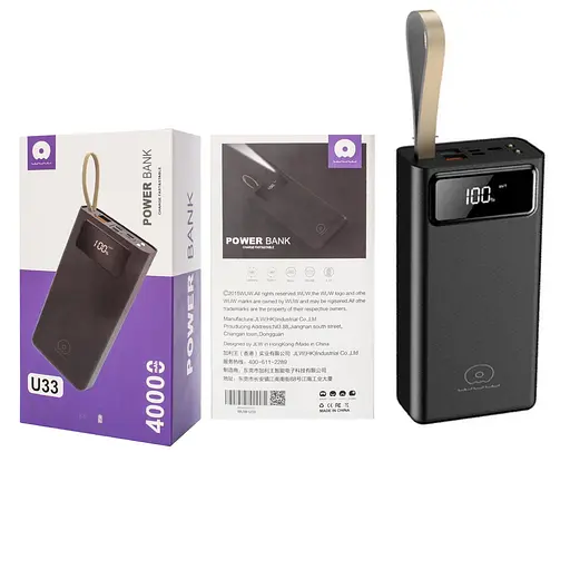 Зовнішній акумулятор 40000mAh WUW U33 з LED-дисплеєм Power bank - фото 3