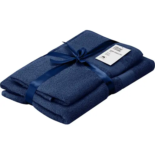 Набір рушників махрових Ardesto Essence 50х90 см 70х140 см 2 шт. 100% бавовна темно-синій (ART2358NA)  - фото 1
