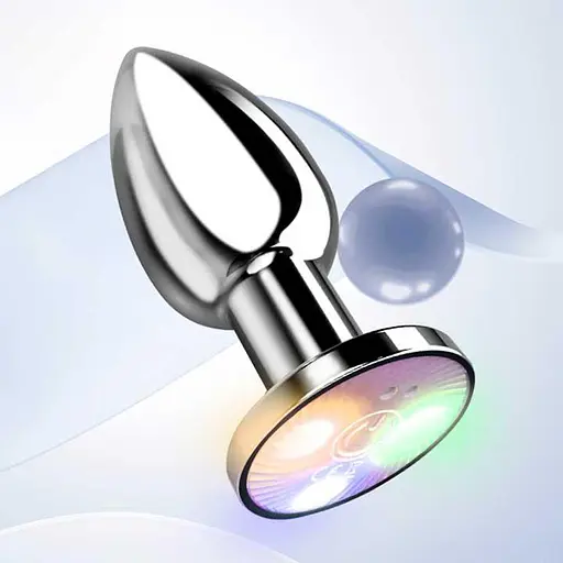 Пробка анальная стальная с вибрацией и светодиодами USB 7,2 см. K000786 - фото 4