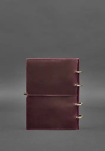 Шкіряний блокнот А5 на кільцях (софт-бук) 9.0 в м'якій бордовій обкладинці - фото 6