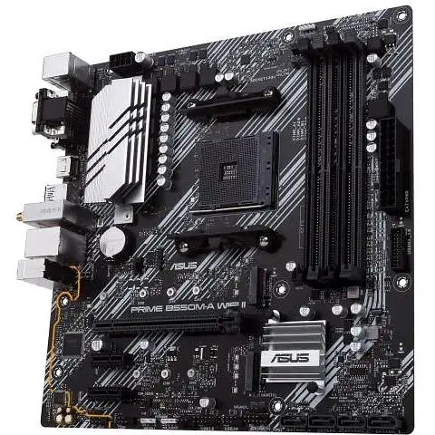 Материнская плата Asus Prime AM4 (B550) B550 WIFI II, B550, 4xDDR4, Int.Video(CPU), 4xSATA3, 2xM.2, 1xPCI-E 16x 4.0, 2xPCI-E 1x 3.0, ALC 5.2, 7xUSB3.2/2xUSB2.0, VGA/DVI-D/HDMI, MicroATX - фото 4