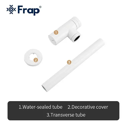 Напівсифон для умивальника Frap F82-6 під донний клапан, латунь, білий, Білий - фото 6