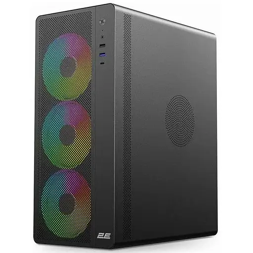 Корпус 2E Credo Plus V510B, черный, без БП, Mid Tower, для ATX/Micro ATX/Mini ITX, 1xType-C/1xUSB 3.0/1xUSB 2.0, макс. CPU - фото 1