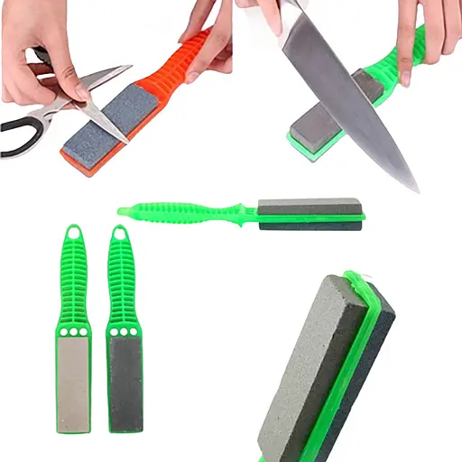 Брусок абразивный камень точильный для заточки ножей с ручкой точилка ручная Зелёный 88210 - фото 5