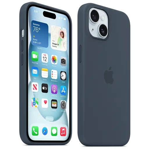 Оригинальный силиконовый чехол Apple Silicone Case MagSafe для iPhone 14 Plus (6.7") Storm Blue MPT53ZE/A - фото 10