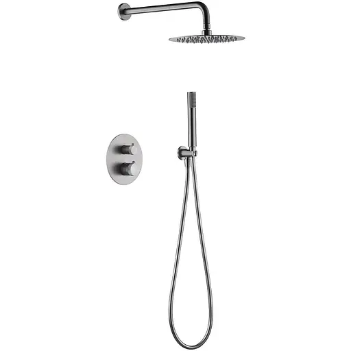 Душова система прихованого монтажу з термостатом Imex Line матовий нікель GTD038/NQ, Шліфований чорний хром - фото 1