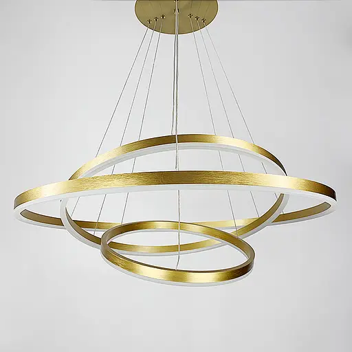 Cучасна люстра на три кільця у золотому каркасі Line.F Діаметр 80+60+40 см - фото 4