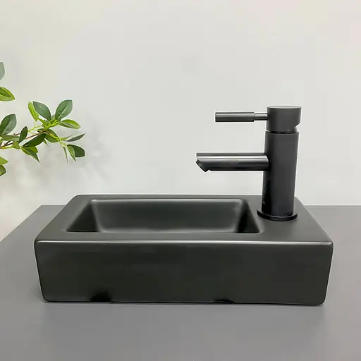 Умивальник VBI Komo L black matt накладний підвісний VBI-015615, Чорний матовий - фото 5