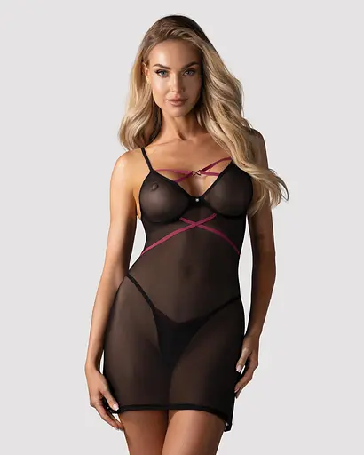 Комплект білизни Obsessive Novenes XL/2XL чорний - фото 3