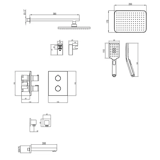Душова система прихованого монтажу Imprese Centrum VR-51400, Хром - фото 2