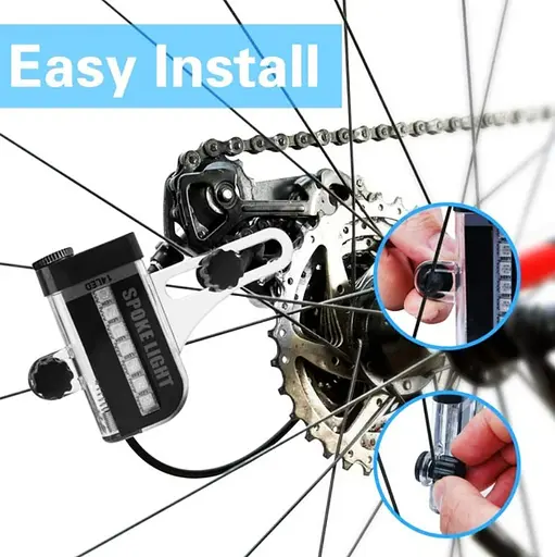 Різнокольорове світлодіодне вело підсвічування коліс велосипеда SPOKELIGHT L02 14 RGB LED 30 візерунків - фото 6