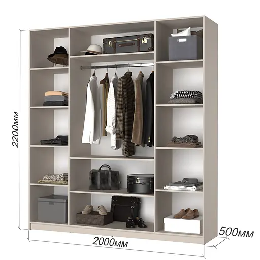 Шкаф 4-дверный MebelStar Оскар ДСП BG, комплект полок 200x52x220 см Дуб тахо (MBS-4738) - фото 3