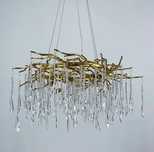 Люстра в золотистом корпусе с подвесными хрустальными элементами Ст. MD 6006 GD | Line F - фото 7