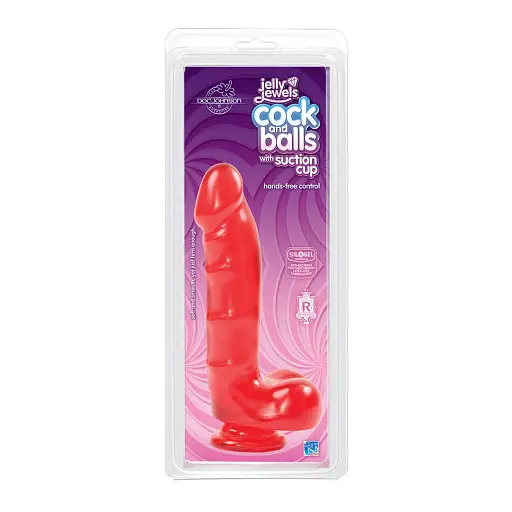Фаллоимитатор Jelly Jewels Cock And Balls With Suction Cup 16 см красный - фото 3