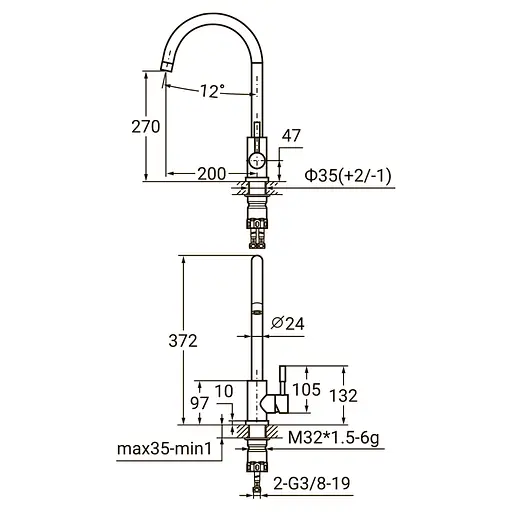 Змішувач для кухні Aquatica KT-4B170P 9722101 - фото 2