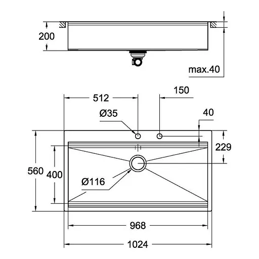 Кухонная мойка Grohe EX Sink K800 31586SD0, Нержавеющая сталь - фото 2