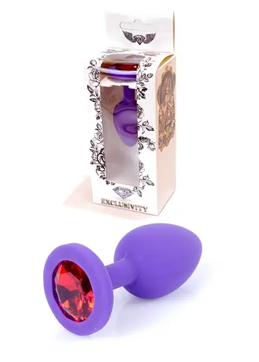 Силіконова анальна пробка з кристалом Boss Jewellery Silikon 7 см (червоний)