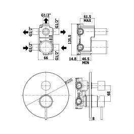 Змішувач для ванни/душу на 3 споживача Paffoni Light steel LIG019ST, Нержавіюча сталь - фото 2