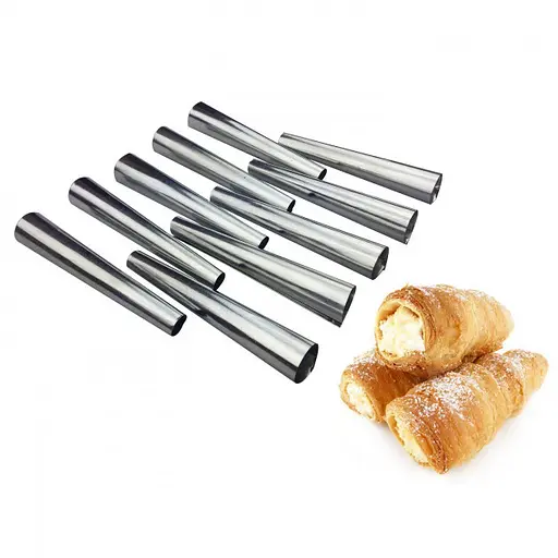 Кондитерські конуси для випічки трубочок «Каннолі» 100 мм (10 штук), Master Class Металлик 82768 - фото 1