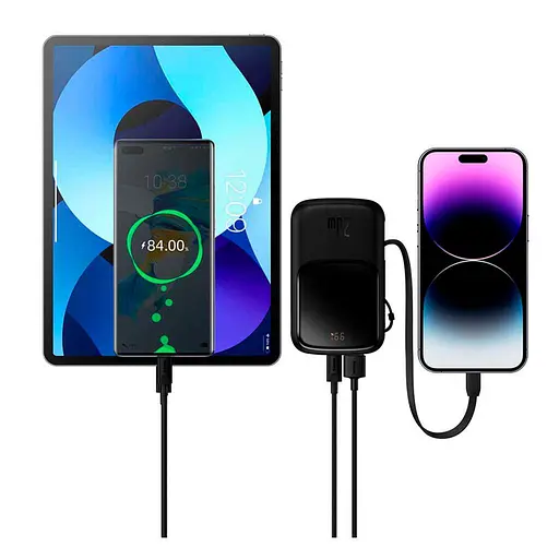 Портативна батарея Baseus PPQD040001 Qpow Pro 20000 mAh з вбудованим кабелем iPhone - фото 2