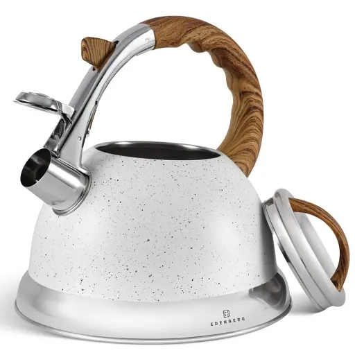 Чайник со свистком Edenberg EB-8852 с мраморным покрытием 3 л белый - фото 4