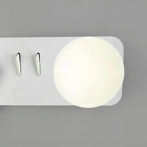 Ліве біле бра на 2 вимикачі з білим плафоном та спотом Line F Арт. WJ032/2 L WT (лівий) - фото 4