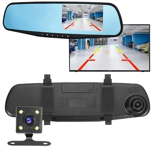 Автореєстратор Blackbox DVR AK47 в дзеркалі з камерою заднього виду - фото 3