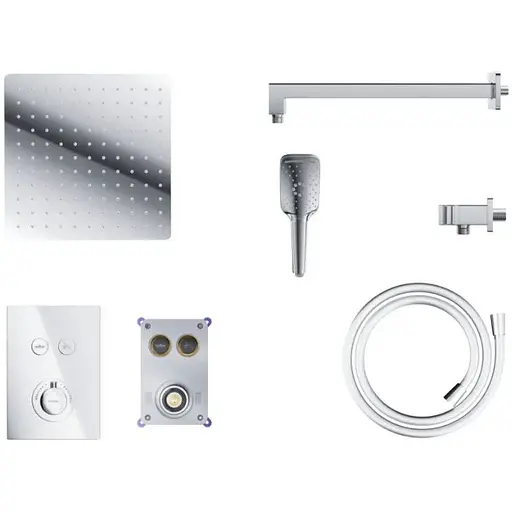 Душова система прихованого монтажу Corsan CMZ069TCH хром + BOX з термостатом 647014, Хром - фото 1