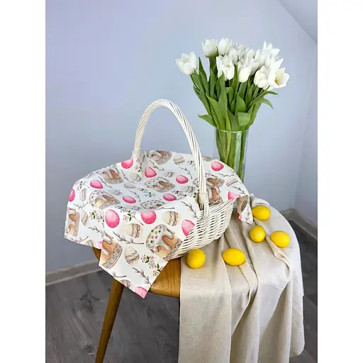 Пасхальное полотенце водоотталкивающее для корзины Пасхальная пасочка 70х40 см Розовый