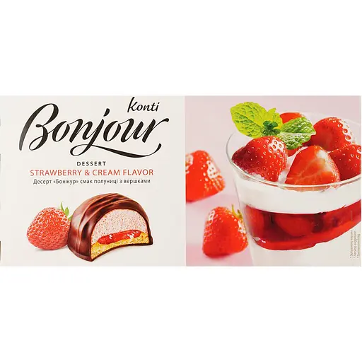 Набір: вино ігристе San Mare Prosecco DOC Spumante екстрасухе біле 11% 0.75 л + десерт Bonjour Konti смак полуниці з вершками 232 г - фото 3