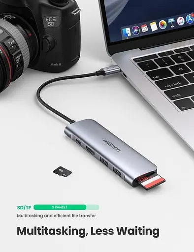USB-хаб Ugreen 6 в 1 USB-C / 2xUSB 3.0 / 4K HDMI / TF / SD (70411) [63379] - фото 7