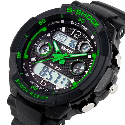 Наручний годинник чоловічий Skmei S-Shock Green 0931 Чорний (1530) - фото 8