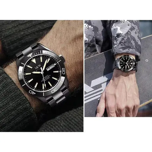 Мужские механические наручные часы Carnival Shark 10 Bar (Черные) - фото 4