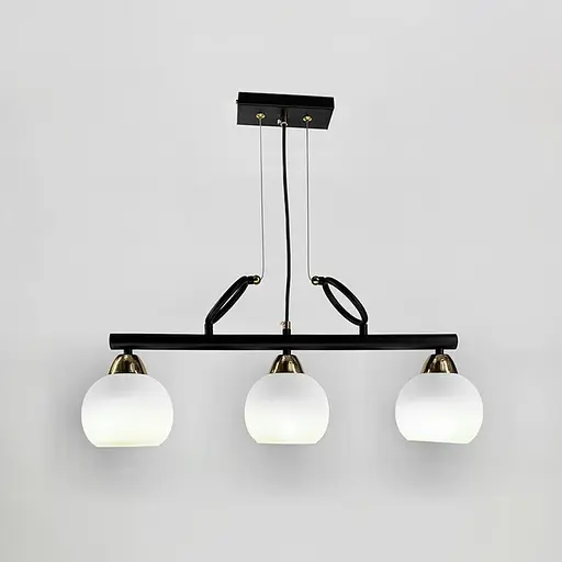 Видовжена люстра Лофт на 3 білих плафони | Арт. YQ307/3 AB+BK+WT | Line F - фото 1