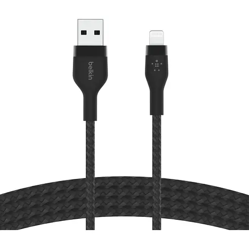Belkin Кабель USB-A - Lightning плетеный, силиконовый, с ремешком на магните, 1м, черный
