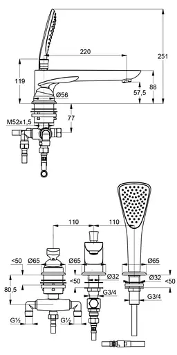 Змішувач на борт ванни Kludi Balance DN 15 чoрный мат 524478775 - фото 3