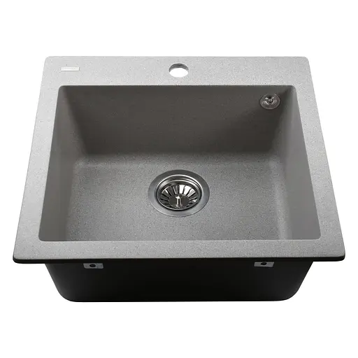 Гранітна мийка Globus Lux Aosta сiрий камiнь 490x455мм-А0005 000023382, Сірий - фото 2