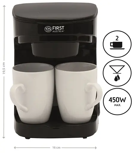 Кофеварка First Austria FA-5453-4 (капельная, 2 чашки) - фото 2