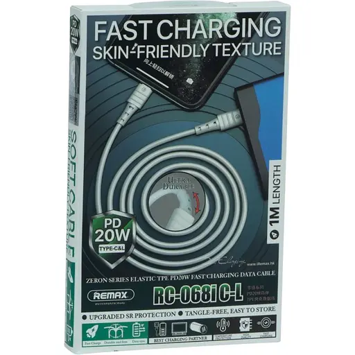 Кабель Remax RC-068i PD 20W Type C to Lightning 1 м Білий - фото 2