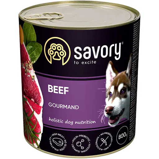 Вологий корм Savory для дорослих собак усіх порід з яловичиною 800 г - фото 1
