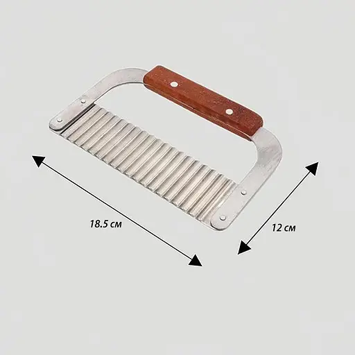Нож для фигурной нарезки сыра, овощей и фруктов слайсер (для картошки фри) с деревянной ручкой, Kitchen Master 87752 - фото 6
