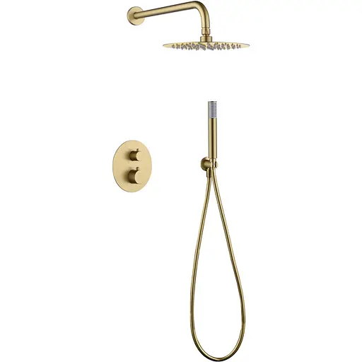 Душова система прихованого монтажу з термостатом Imex Monza PVD матове золото GTM039/OC, Золотий - фото 1