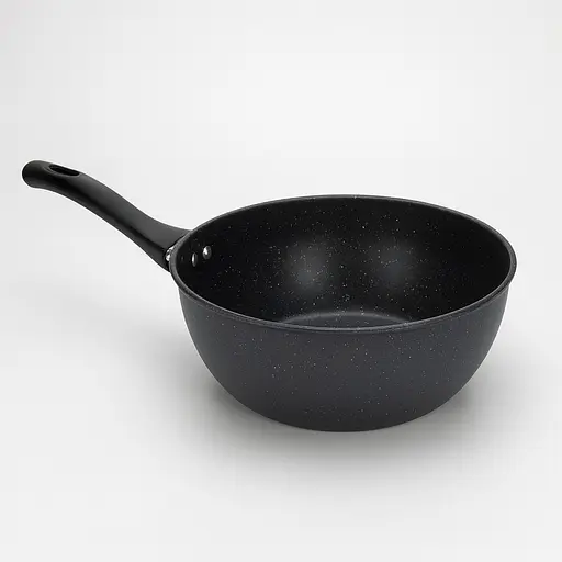 Сотейник глибока сковорода з мармуровим антипригарним покриттям 1.5 л, Kitchen Master Чорний 87758 - фото 3