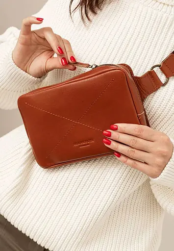 Шкіряна поясна сумка Dropbag Mini світло-коричнева - фото 9