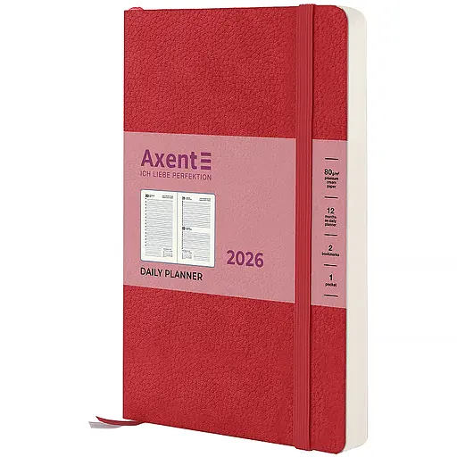 Дневник Axent 2026 Partner Soft Skin 145х210 мм красный (8810-26-06-A)