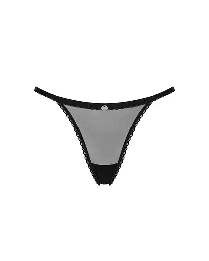 Прозрачные стринги с кружевом Obsessive Celia Noir thong XS/S - фото 5