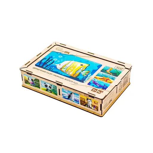 Детский деревянный пазл Морские жители 4 в 1 PuzzleOK Puz-57896, 80 элементов - фото 2