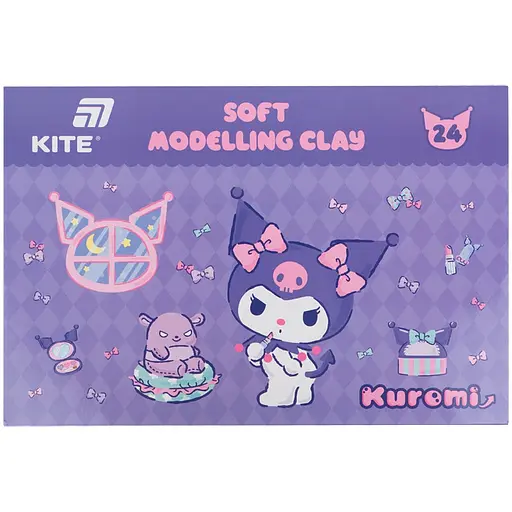 Пластилін восковий Kite Kuromi 24 кольори 480 г (HK24-089)