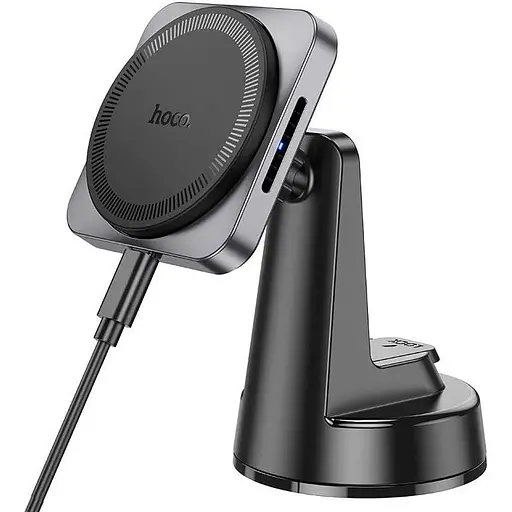 Держатель Hoco Speed magnetic wireless fast charging Car holder HW16 center console 15W 4.5-7" - фото 1